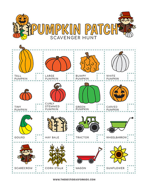 Printable Scavenger Hunt for Pumpkin Patch