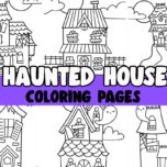 haunted house coloring page cover