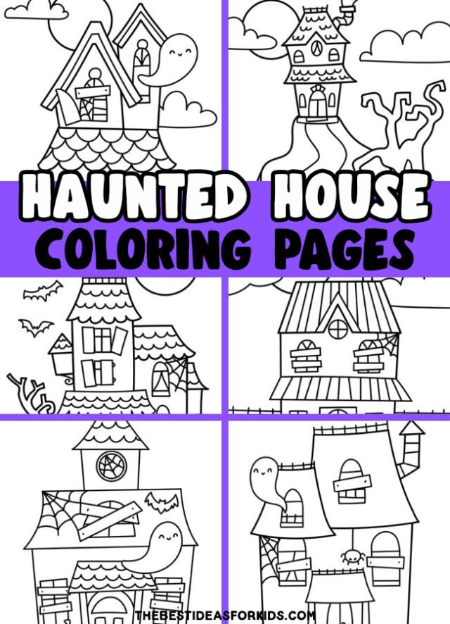 haunted house coloring page pin