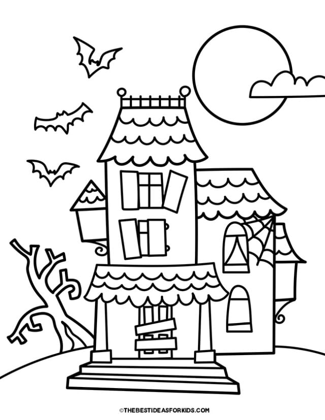 haunted house with bats