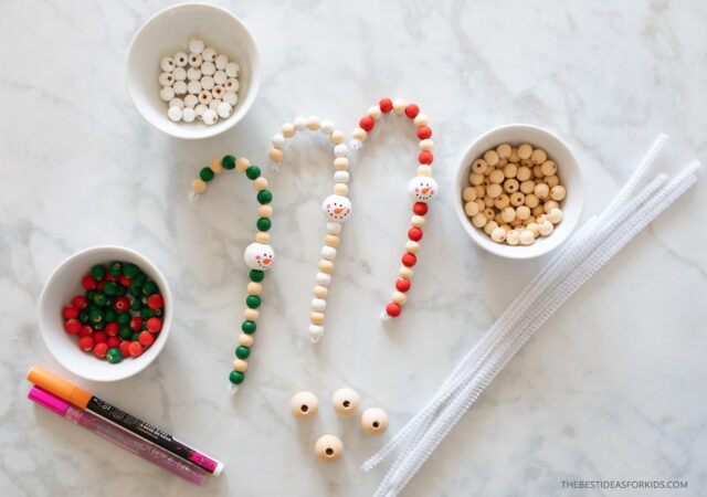 DIY wood bead candy cane