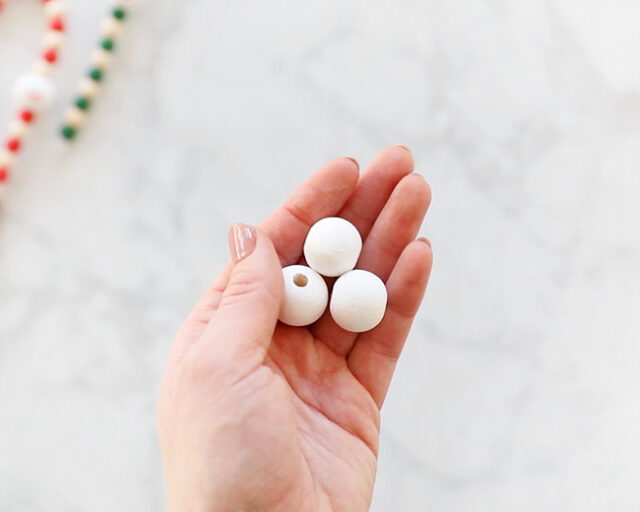 Painted white wooden beads