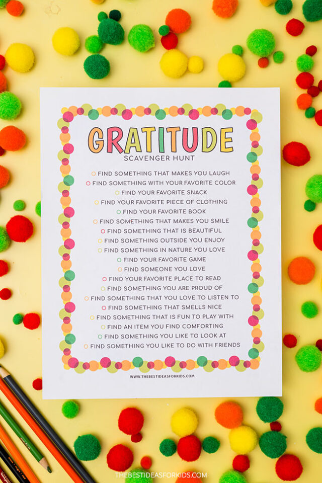 Printable Gratitude Scavenger Hunt Checklist