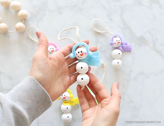 Wood Bead Snowman DIY