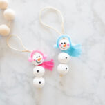 Wood Bead Snowman Ornament