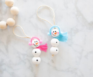 Wood Bead Snowman Ornament