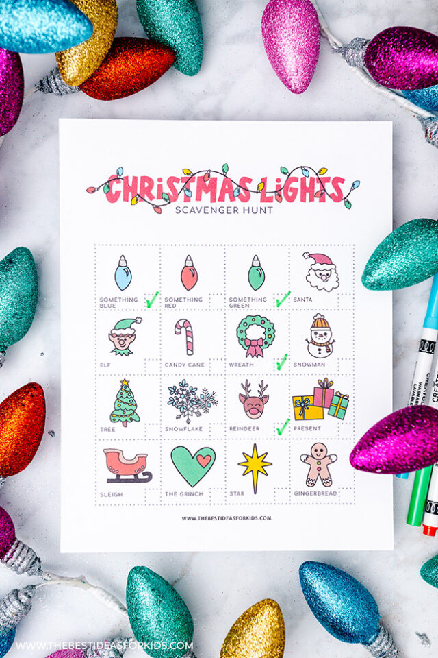 christmas lights scavenger hunt free printable