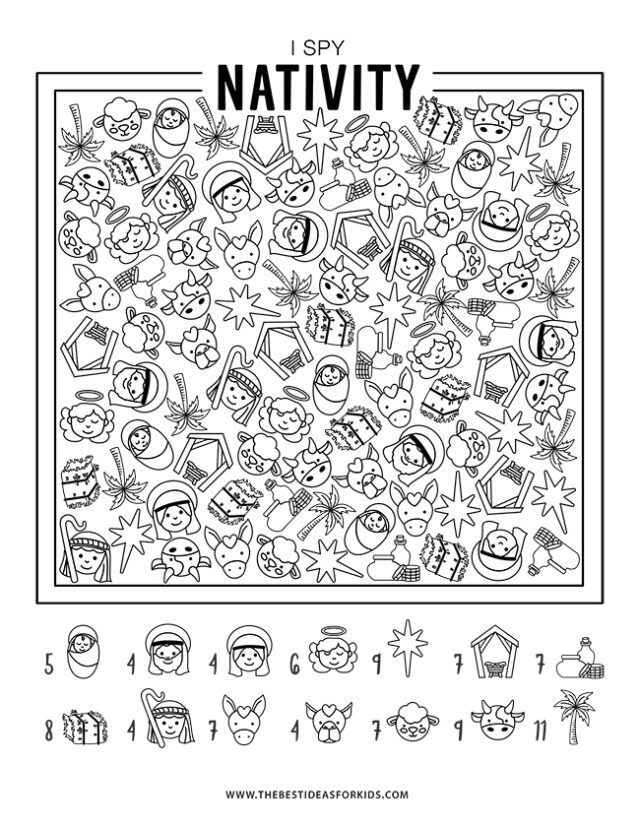 i spy nativity black and white page