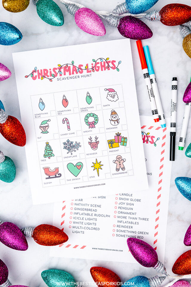 printable christmas lights scavenger hunt