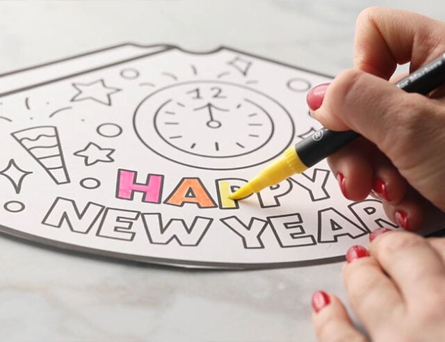 Color Your Own New Years Hats