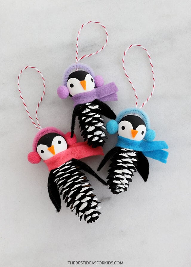 Pine Cone Penguin Holiday Ornament