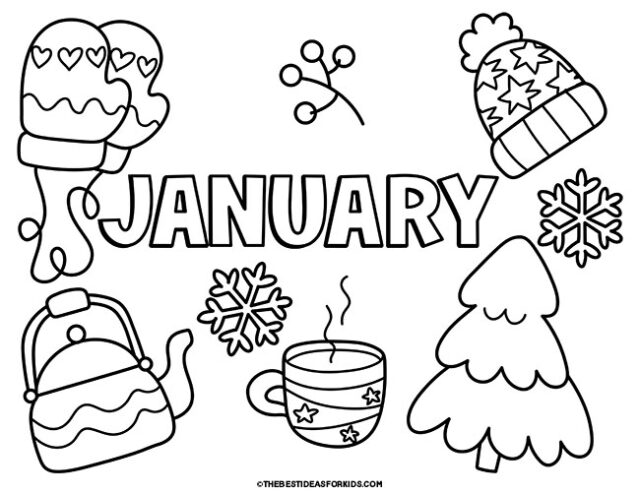 cozy january coloring page