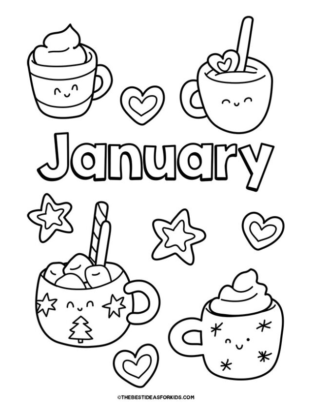 january hot cocoa coloring page