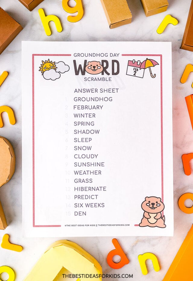 Groundhog Day Word Scramble Answers