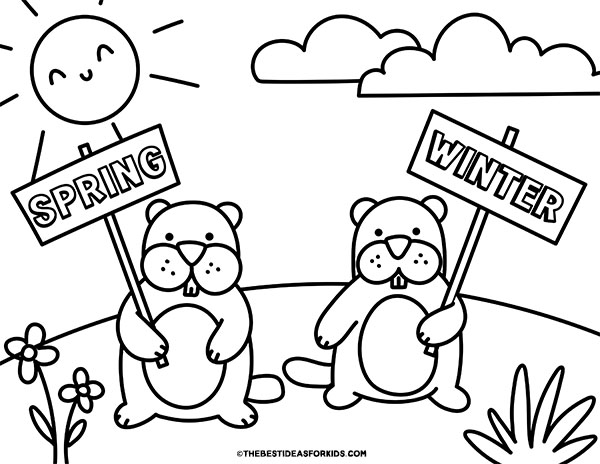 Groundhog Day with Signs Coloring Page