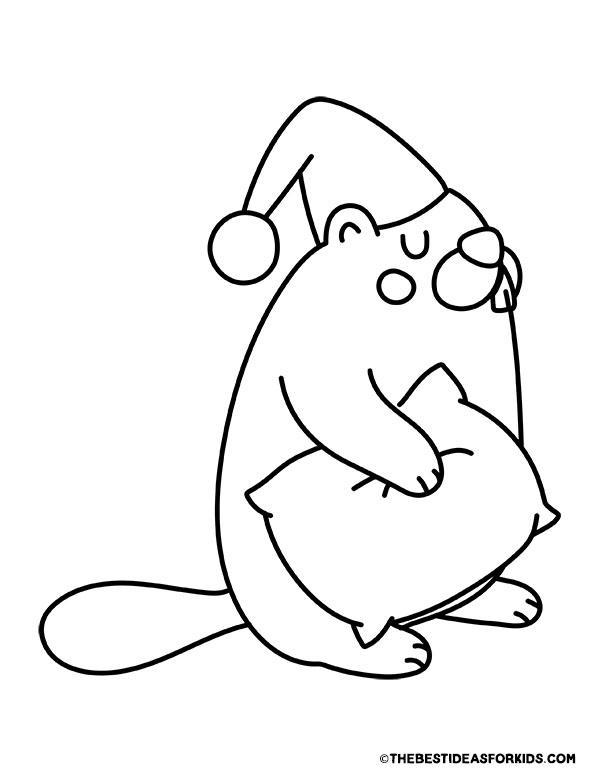 Groundhog Ready for Bed Coloring Page