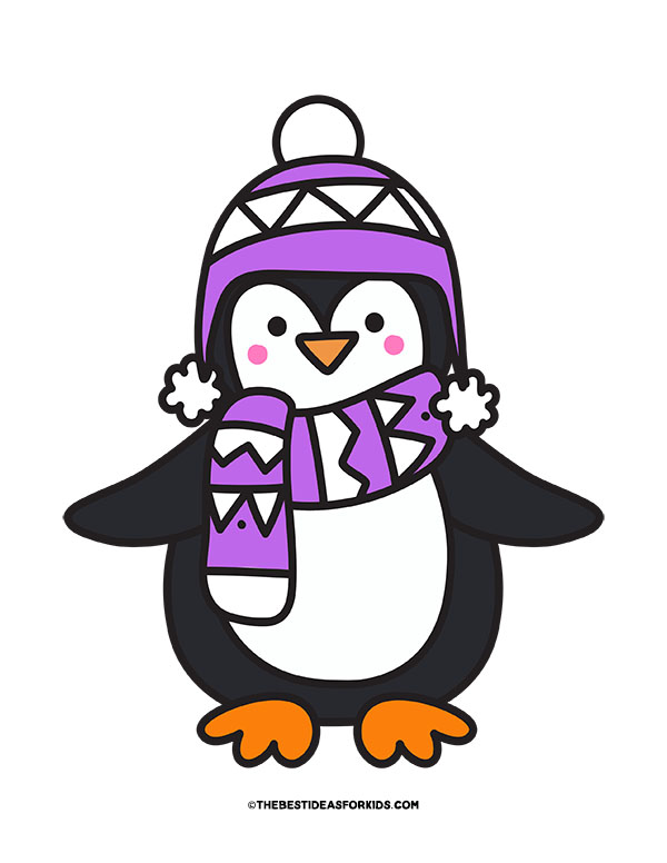 Penguin Colored with Scarf Template