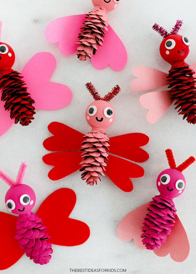 Pine Cone Valentine Love Bugs