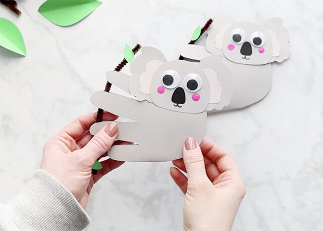 Pipe cleaner glued to koala card