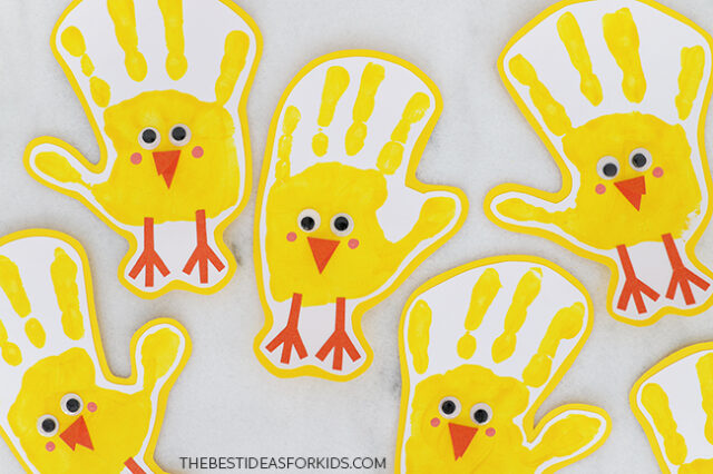 Easter Chick Handprint Art