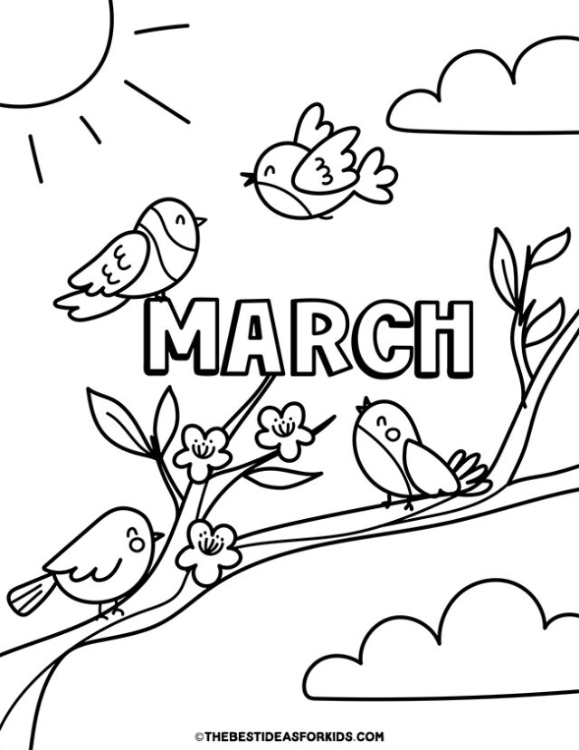 march birds coloring page