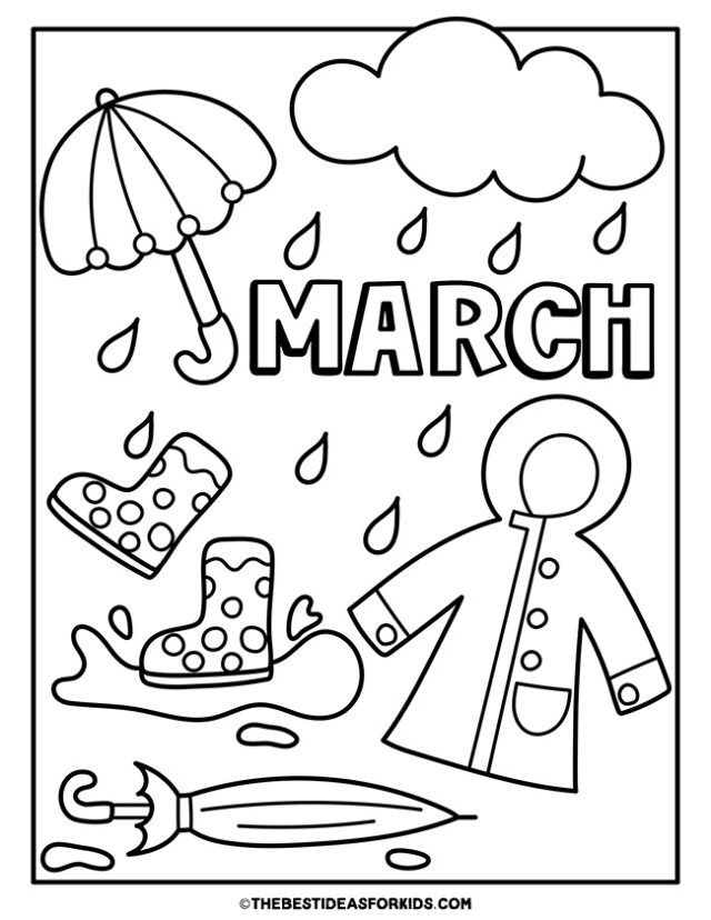 march rain coloring page