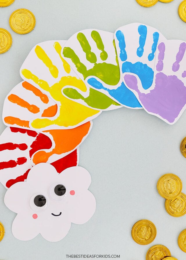 St Patrick's Day Rainbow Handprint Art